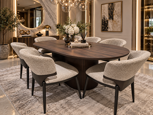 6 seater Oval wood dining set