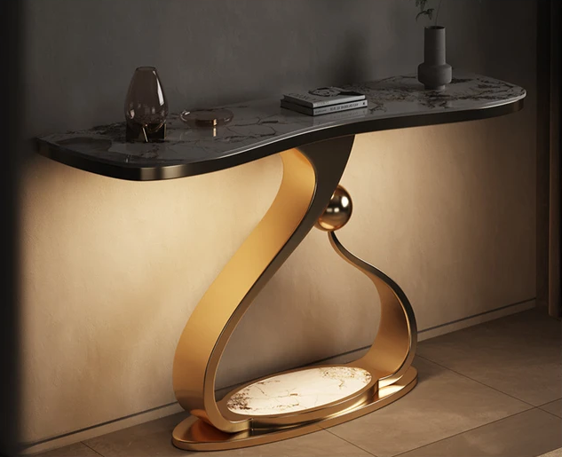 gold marble server console table