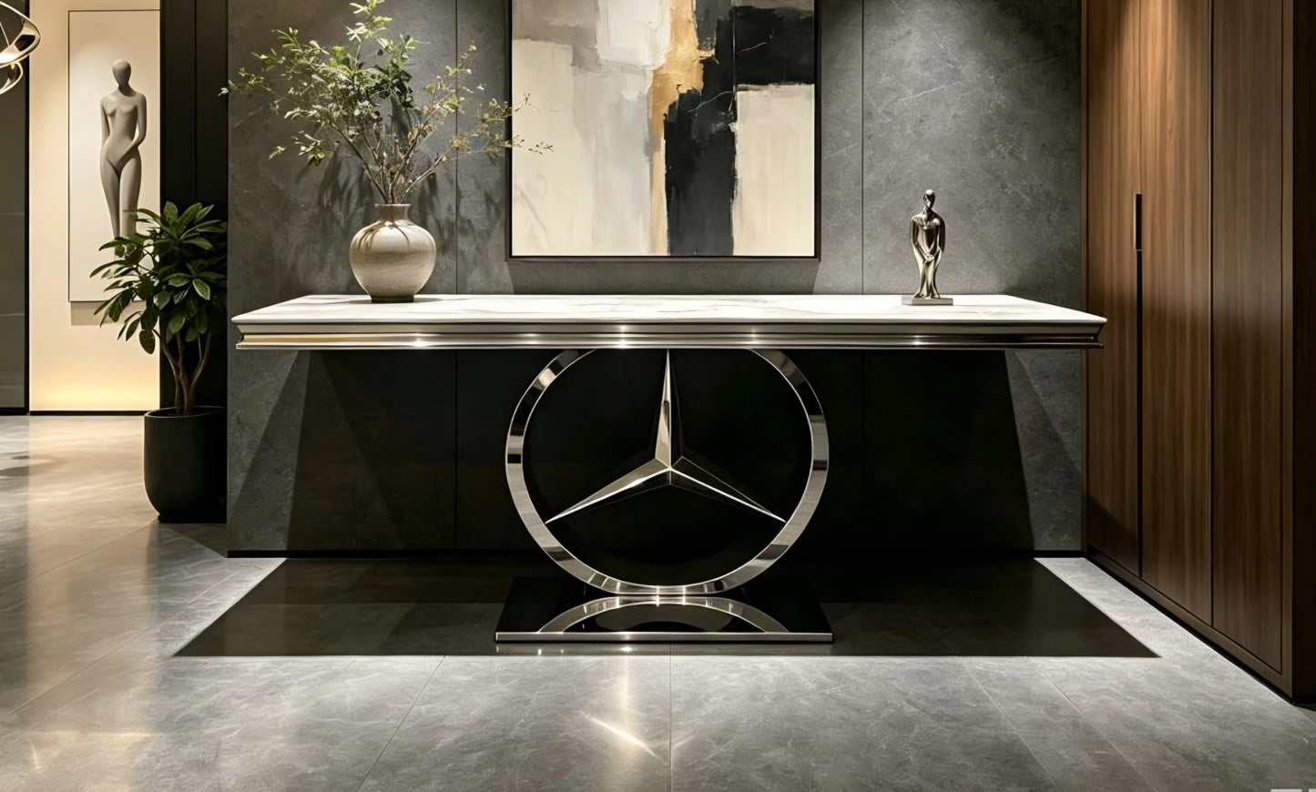 Silver Mercedes amg server table console