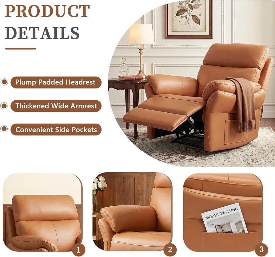 Brown single leather recliner 