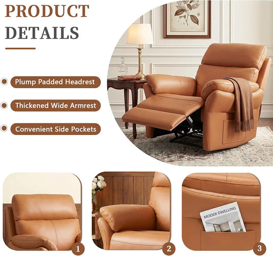 Brown single leather recliner 