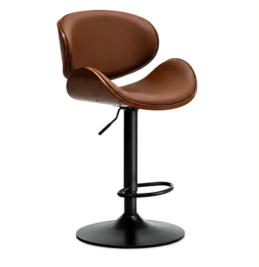 Black frame bar chair brown leather