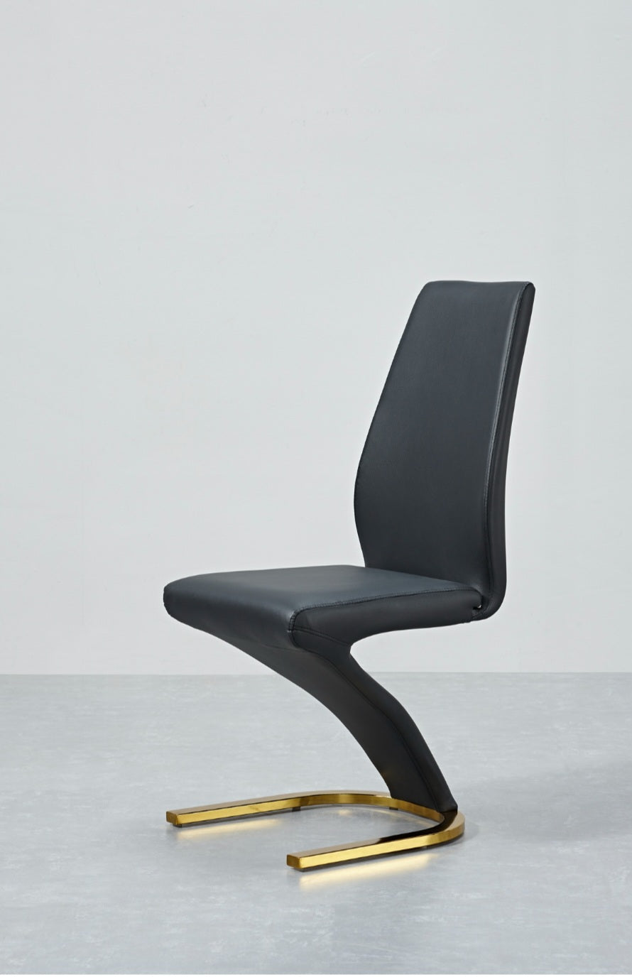 Pu dining chair black gold