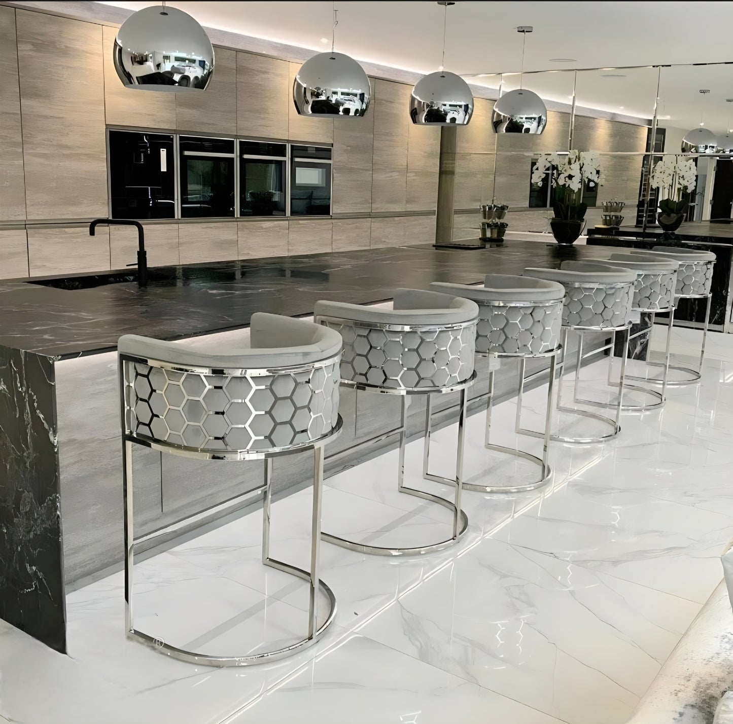Avery Luxe Silver Bar Chairs