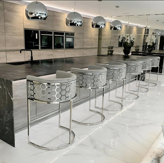 Avery Luxe Silver Bar Chairs