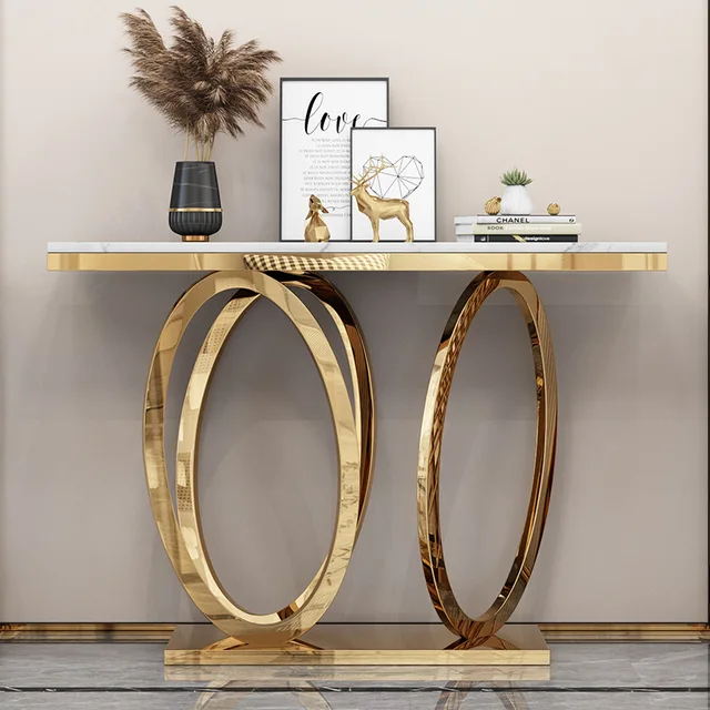 Gold circle server console table 