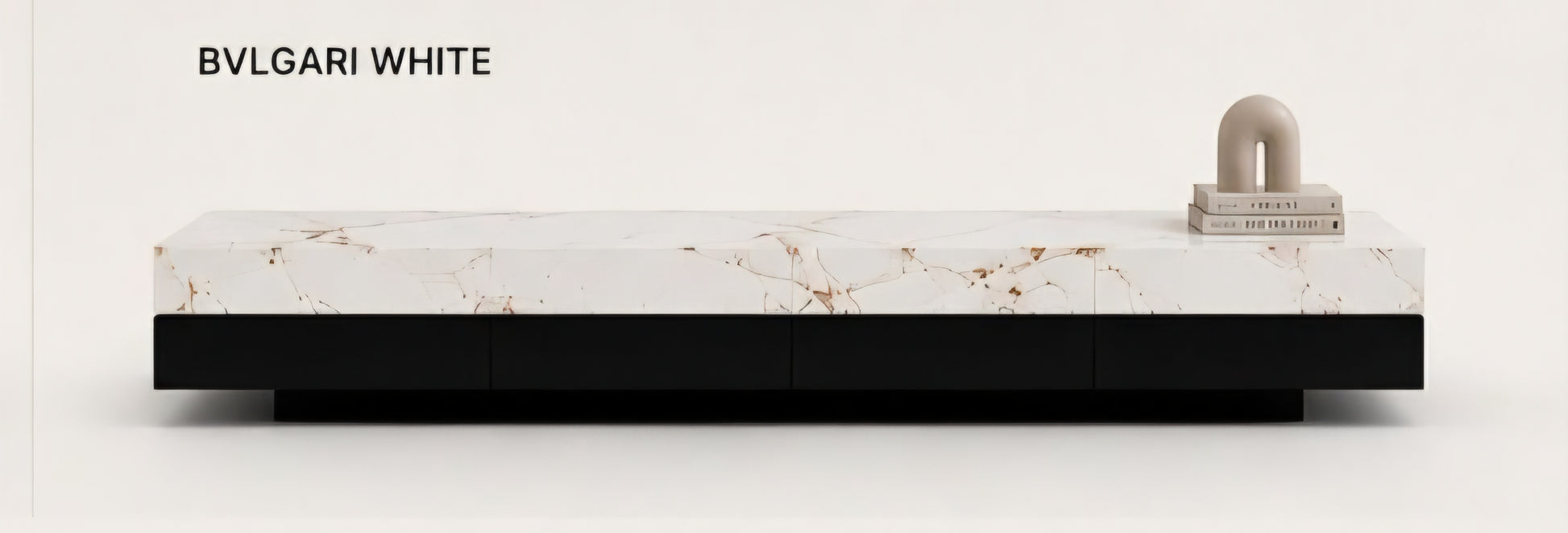 White marble tv plasma stand floating design 