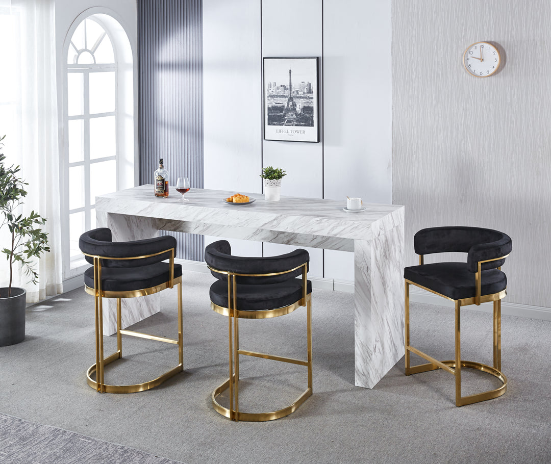 BLACK AND GOLD LEATHER BAR CHAIR STOOL