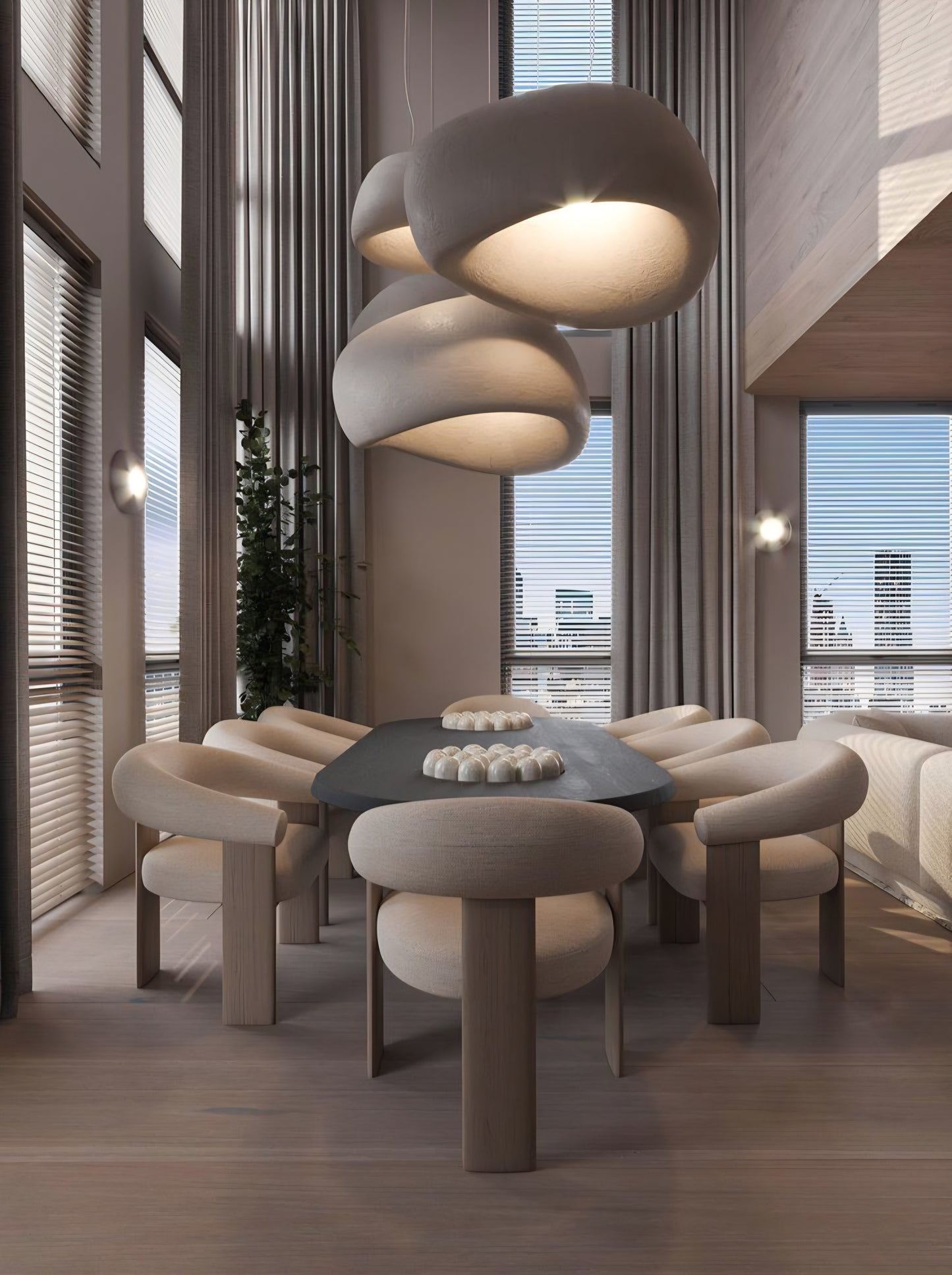 Contemporary wooden dining set