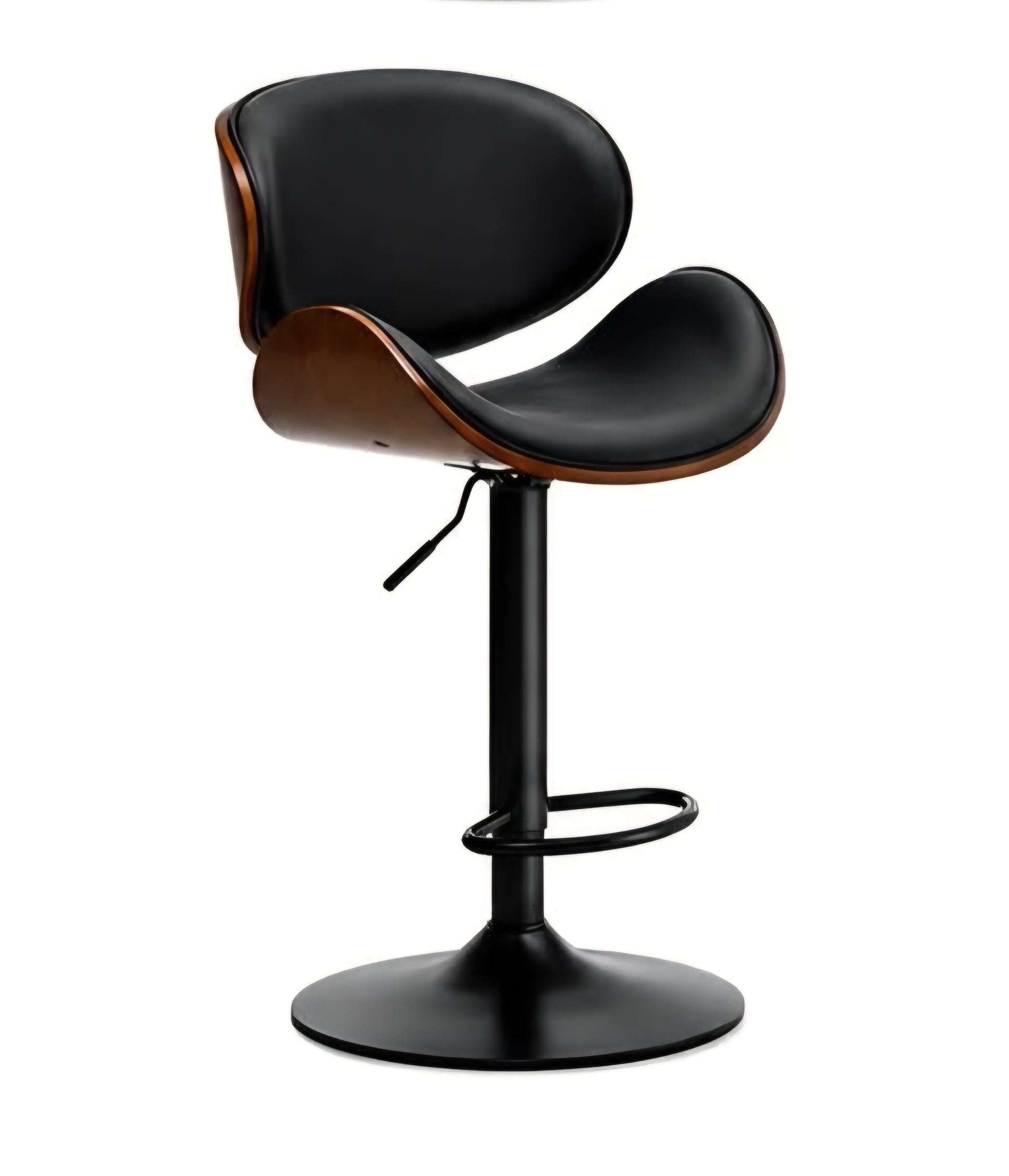Black frame bar chair black leather