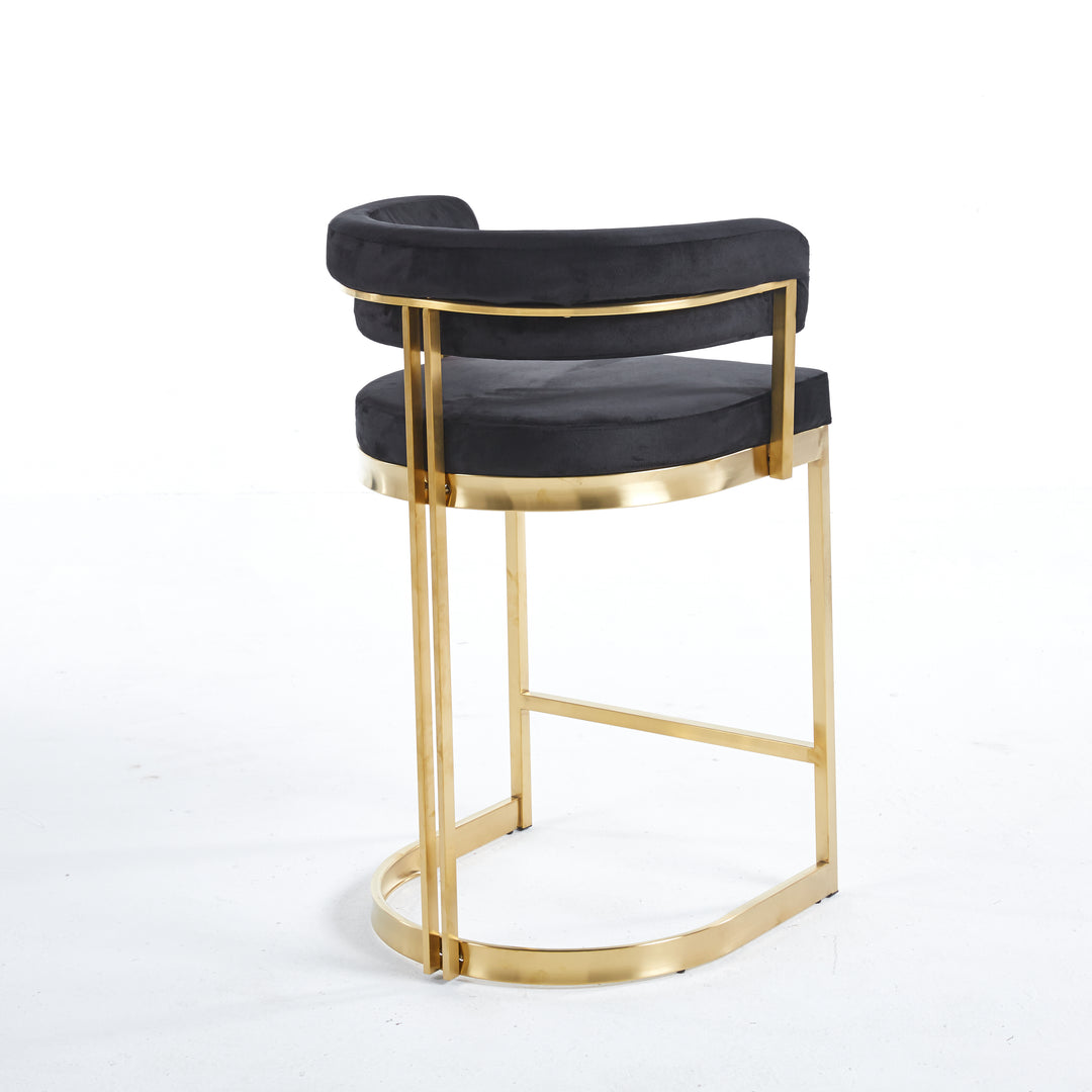 BLACK AND GOLD LEATHER BAR CHAIR STOOL