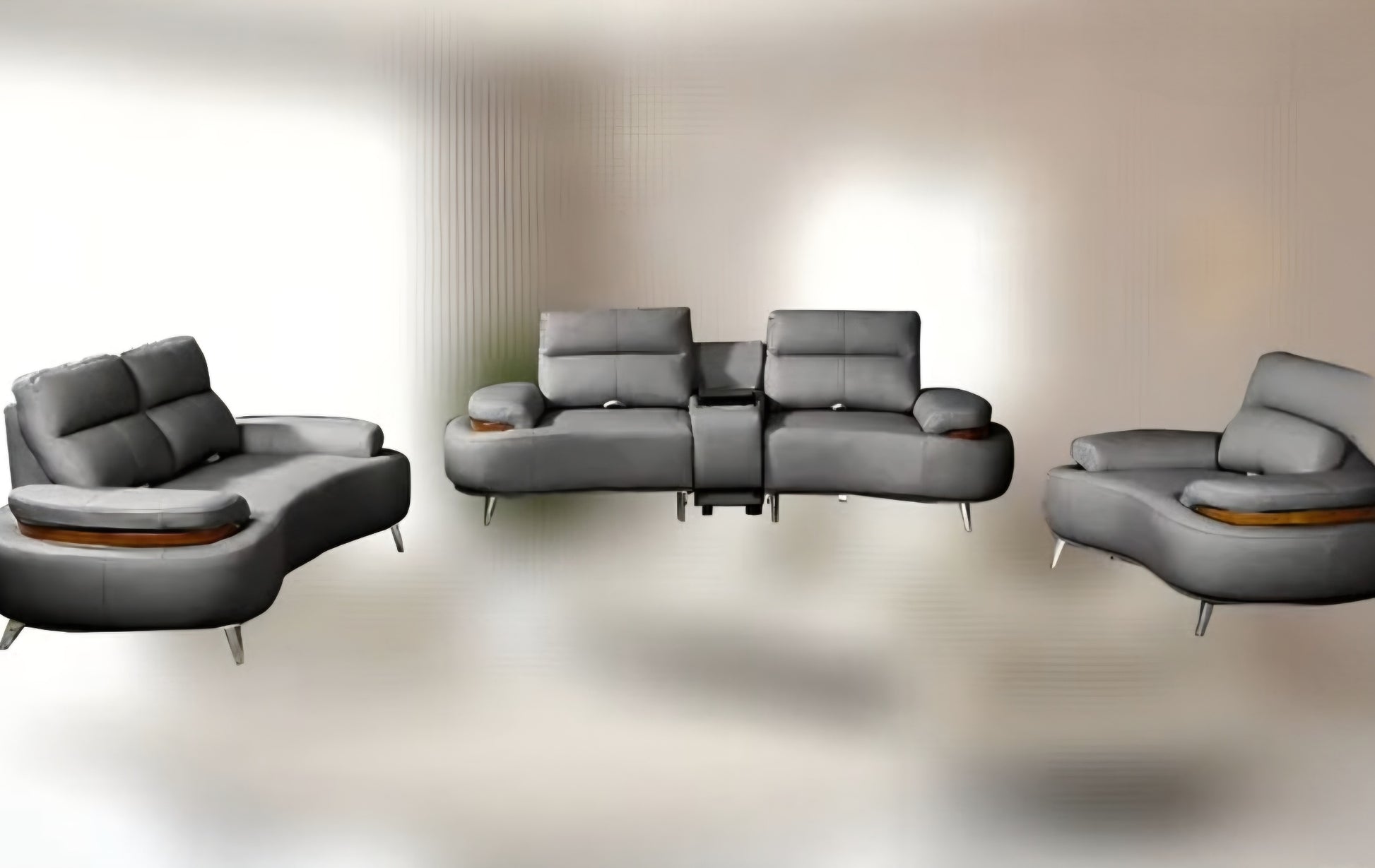 Leather grey smart lounge set