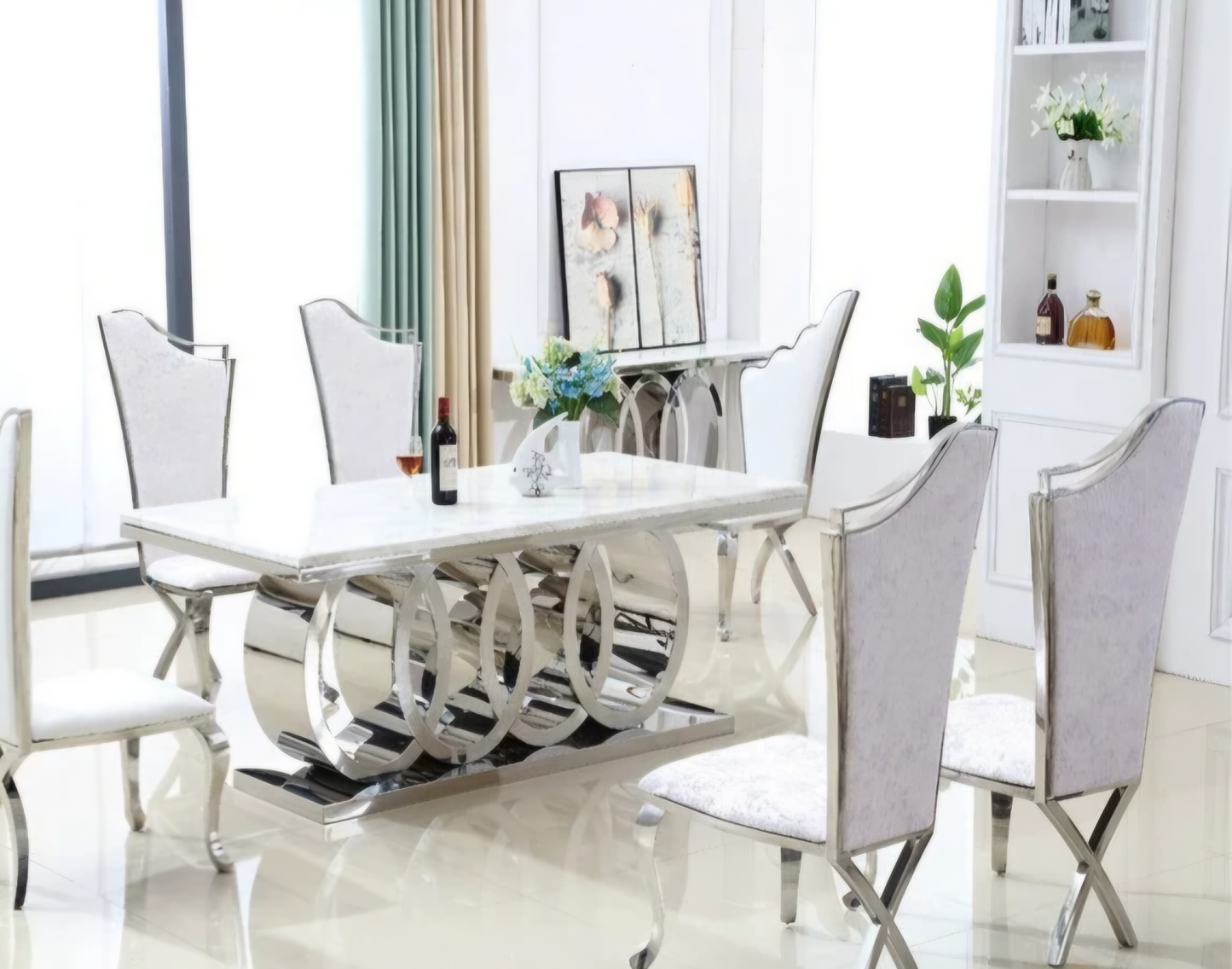 Silver audi dining table 8 seater 