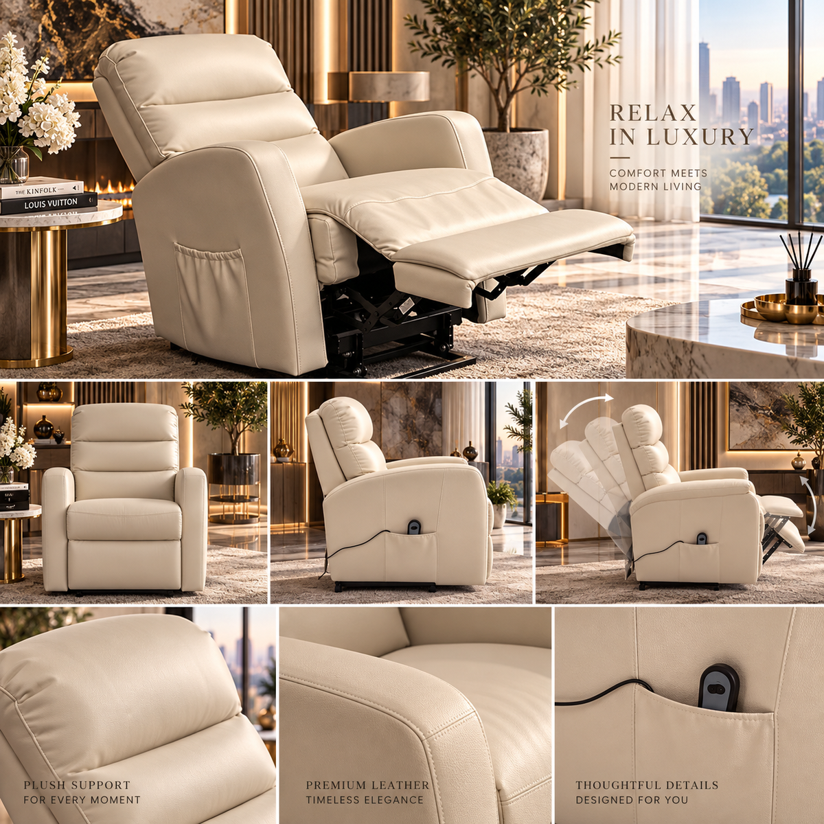Beige single recliner 