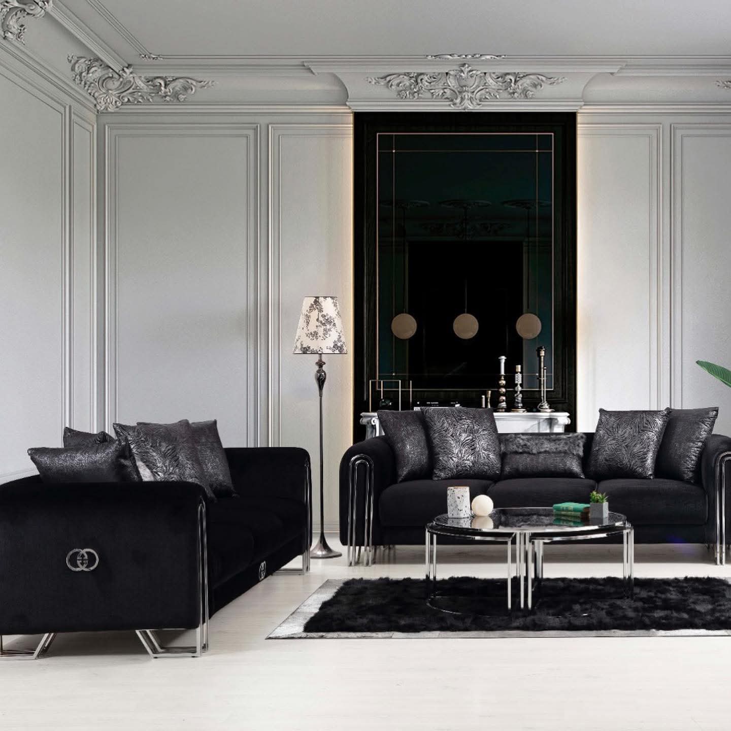 Black gucci lounge set luxury designer couches