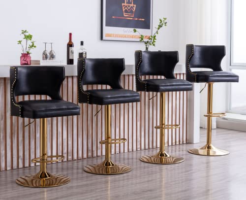 black leather gold bar chairs