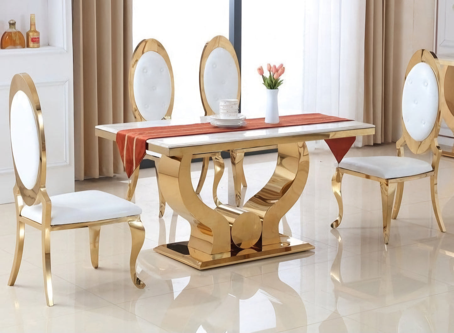 Monaco gold dining set 6 seater 