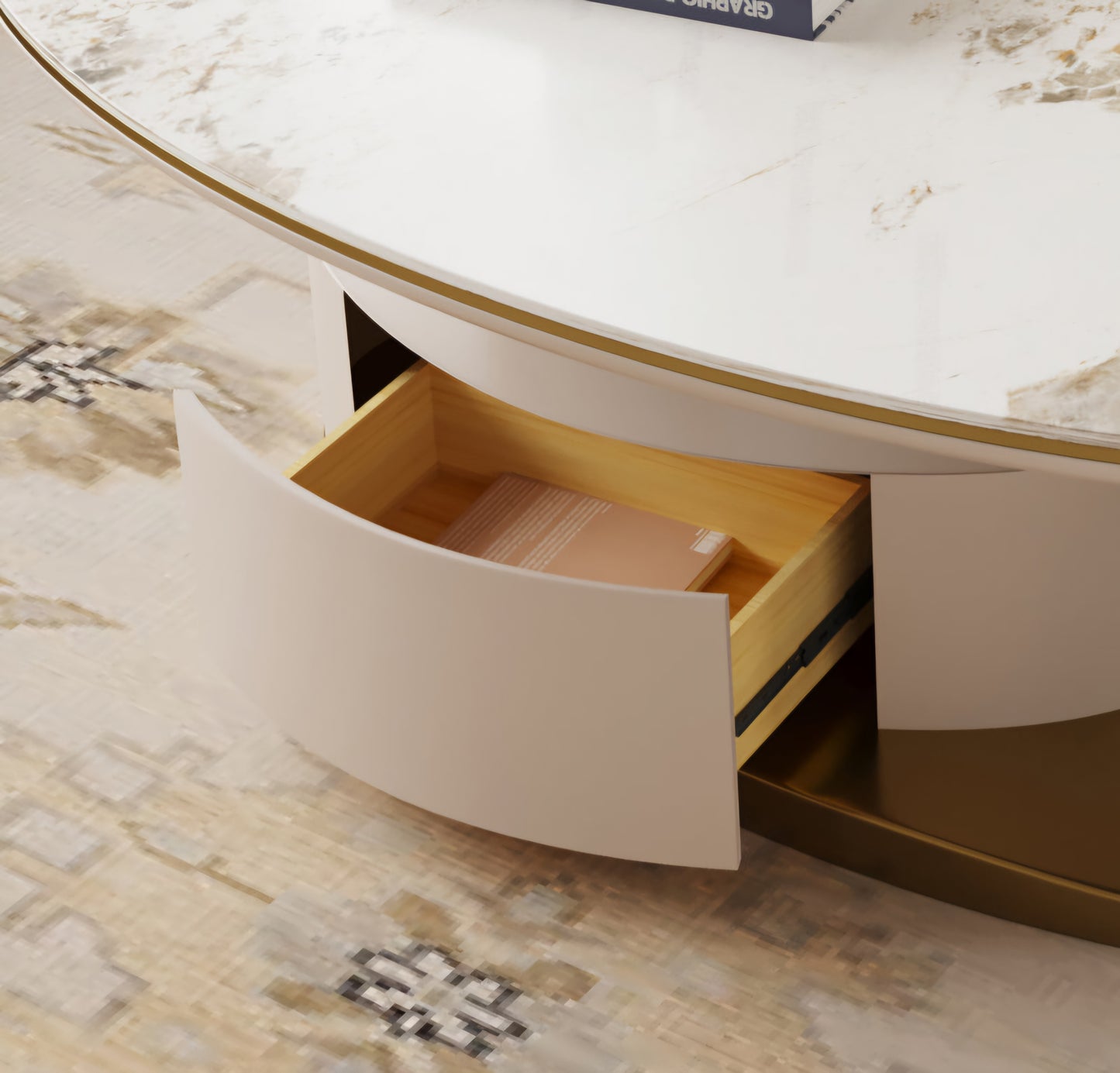 Gold oval coffee table 