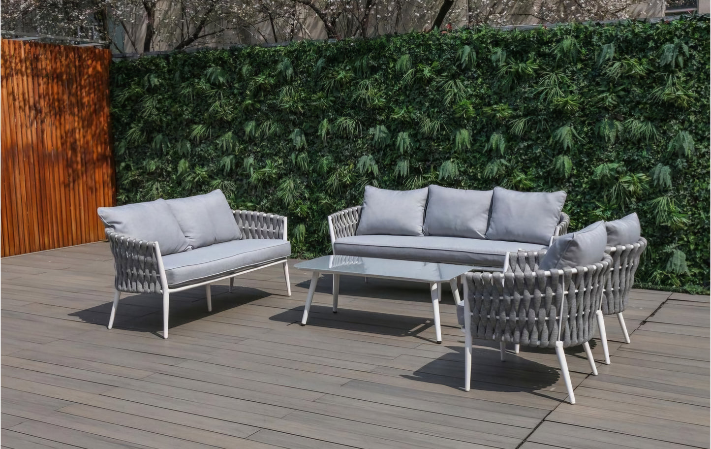 Grey woven patio set