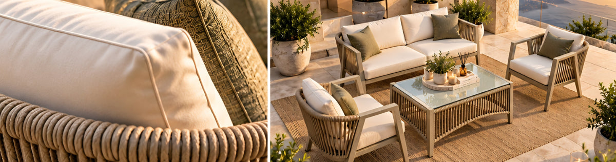 Beige outdoor lounge set