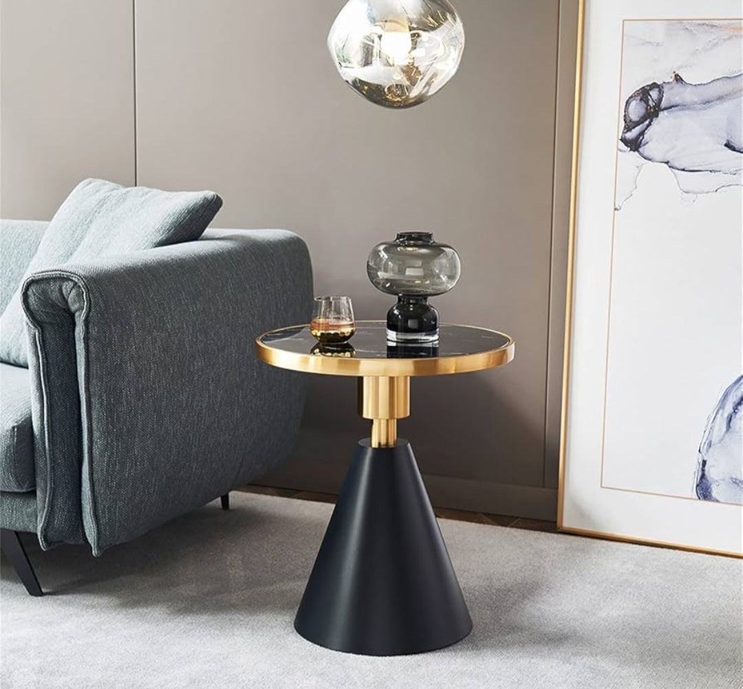 Black side table marble top