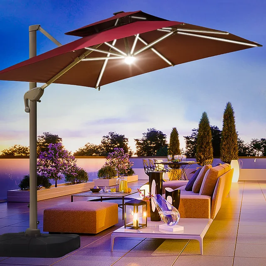 Solar LED Cantilever umbrella 