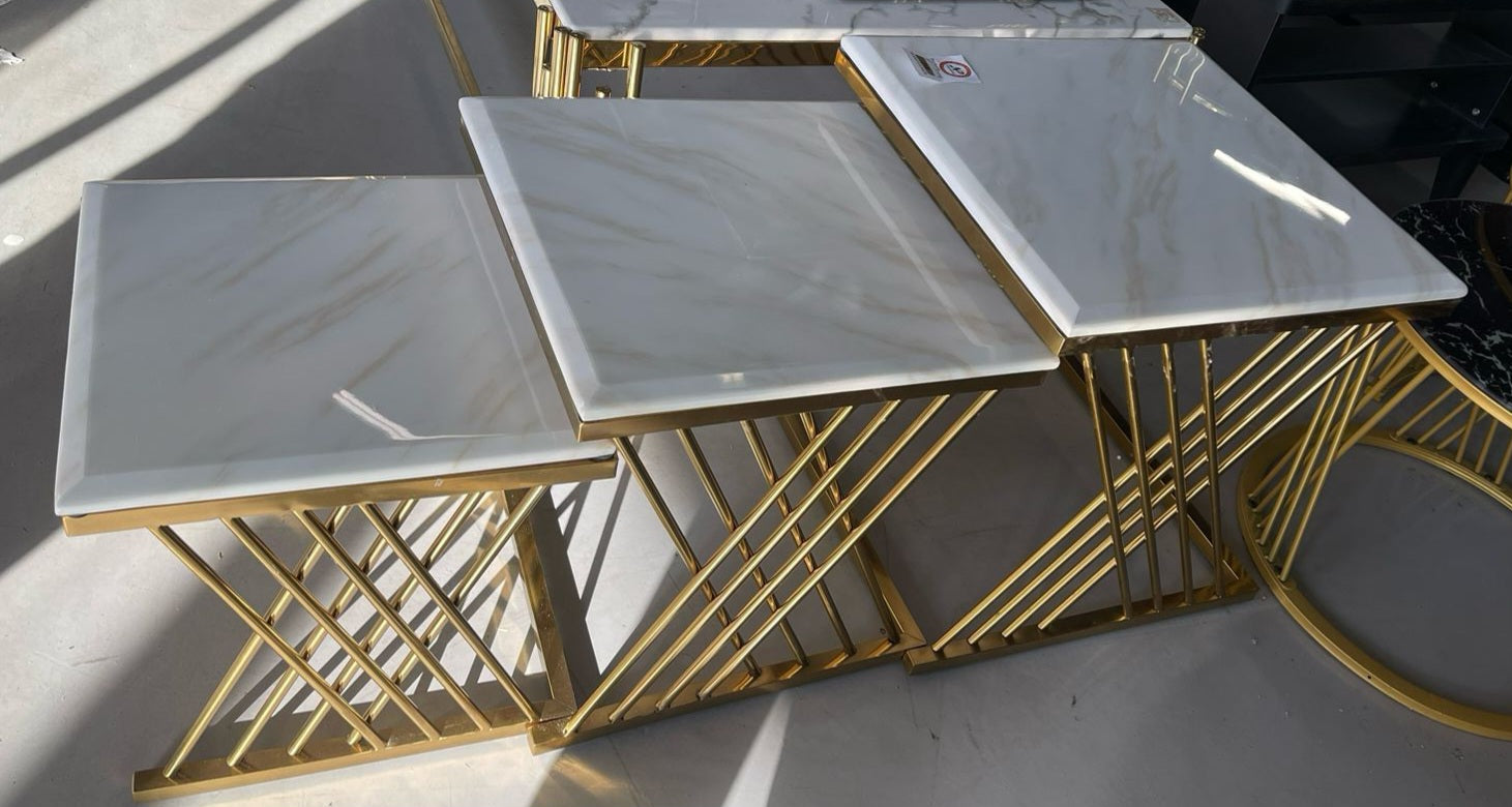 Square marble gold nested side tables