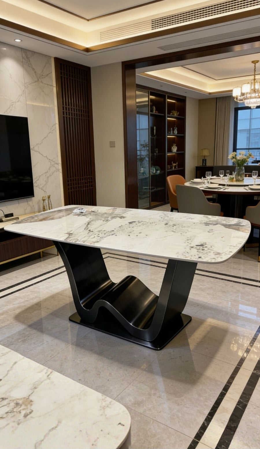 Alanya gloss black luxe dining table