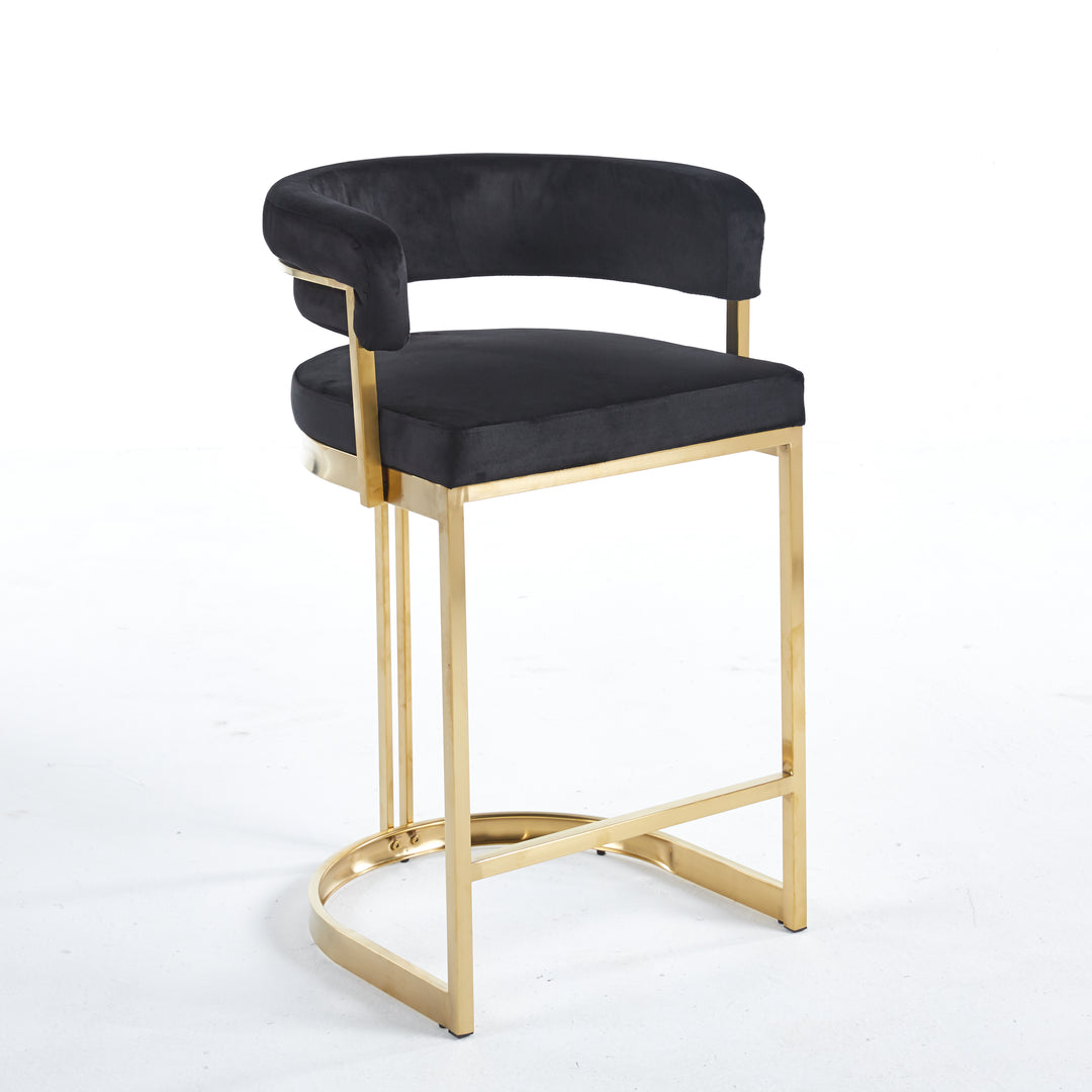 BLACK AND GOLD LEATHER BAR CHAIR STOOL