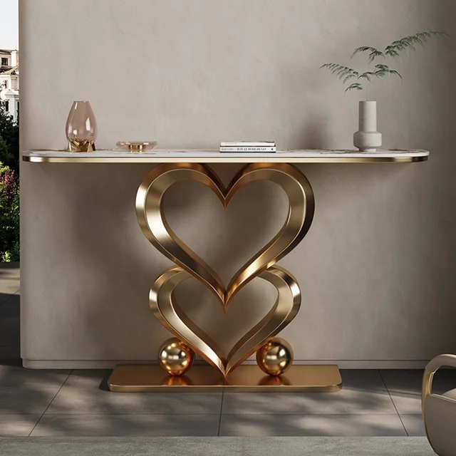 gold marble server console table