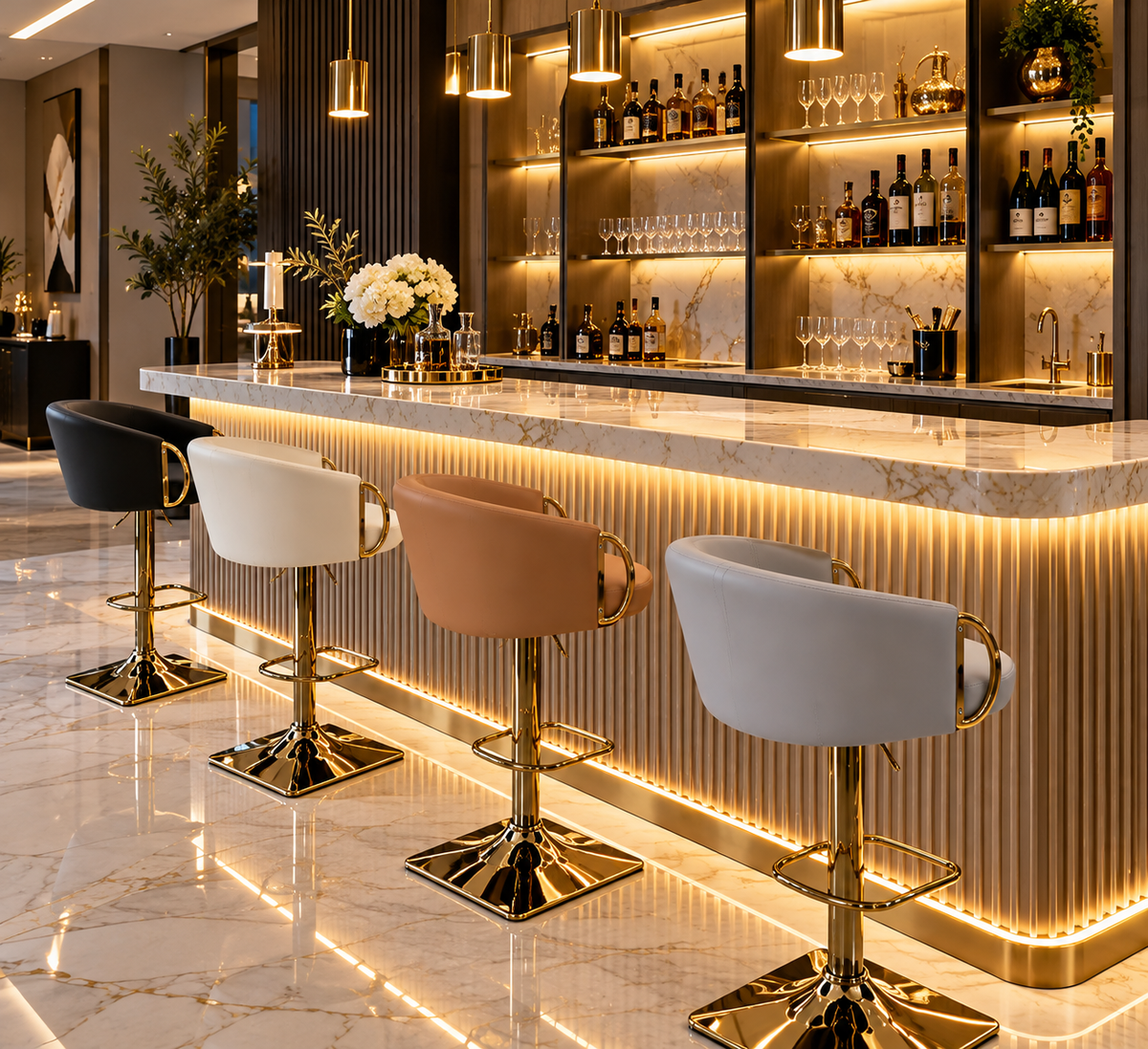 Leather gold bar chairs 
