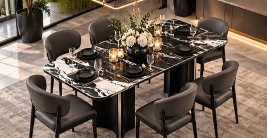 Black marble dining table 