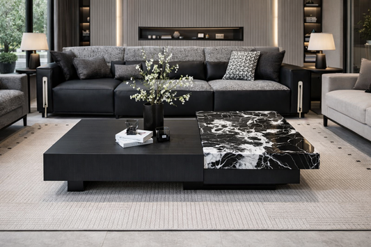 Black marble coffee table italian 