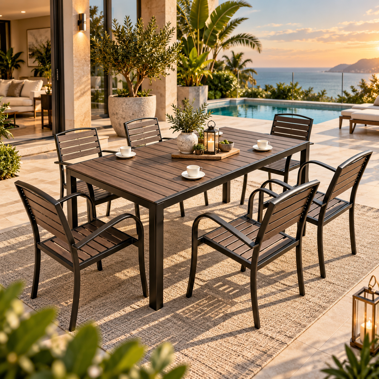 Wood outdoor dining set