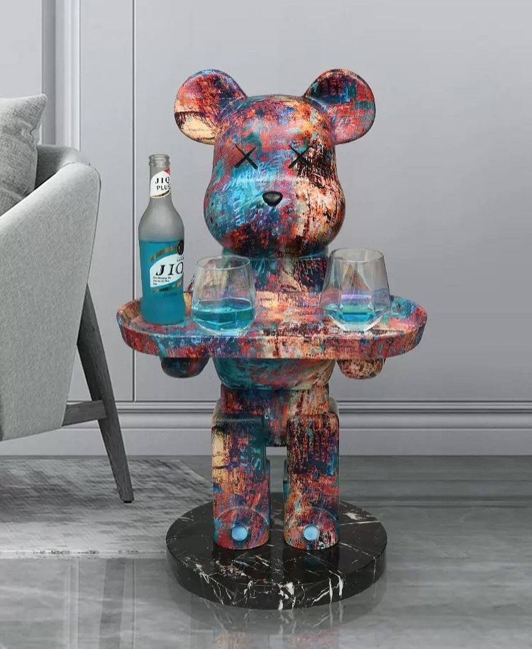 Quirky teddy drinks side table