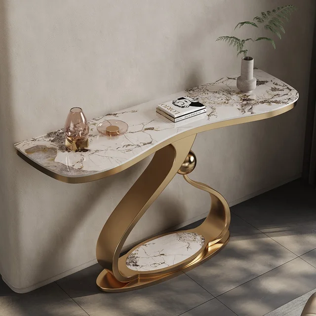 gold marble server console table