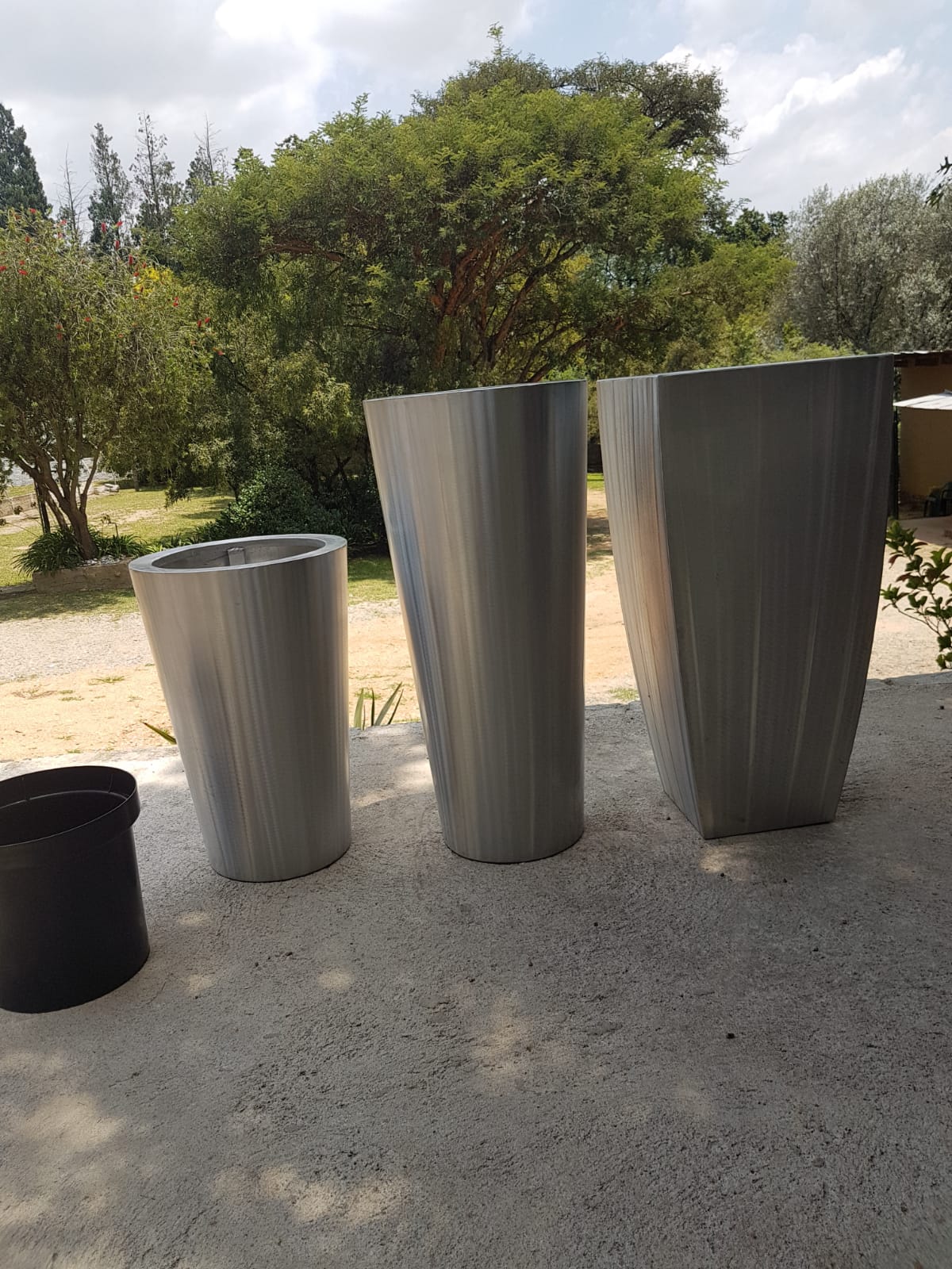 brushed stainless steel pots