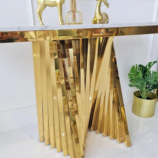Gold console table marble top