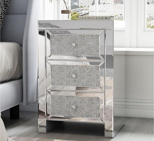 Mirrored pedestals 3 drawer