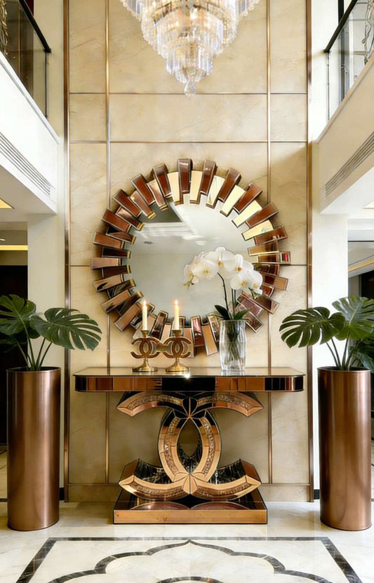 Rose Gold Mirrored chanel console 