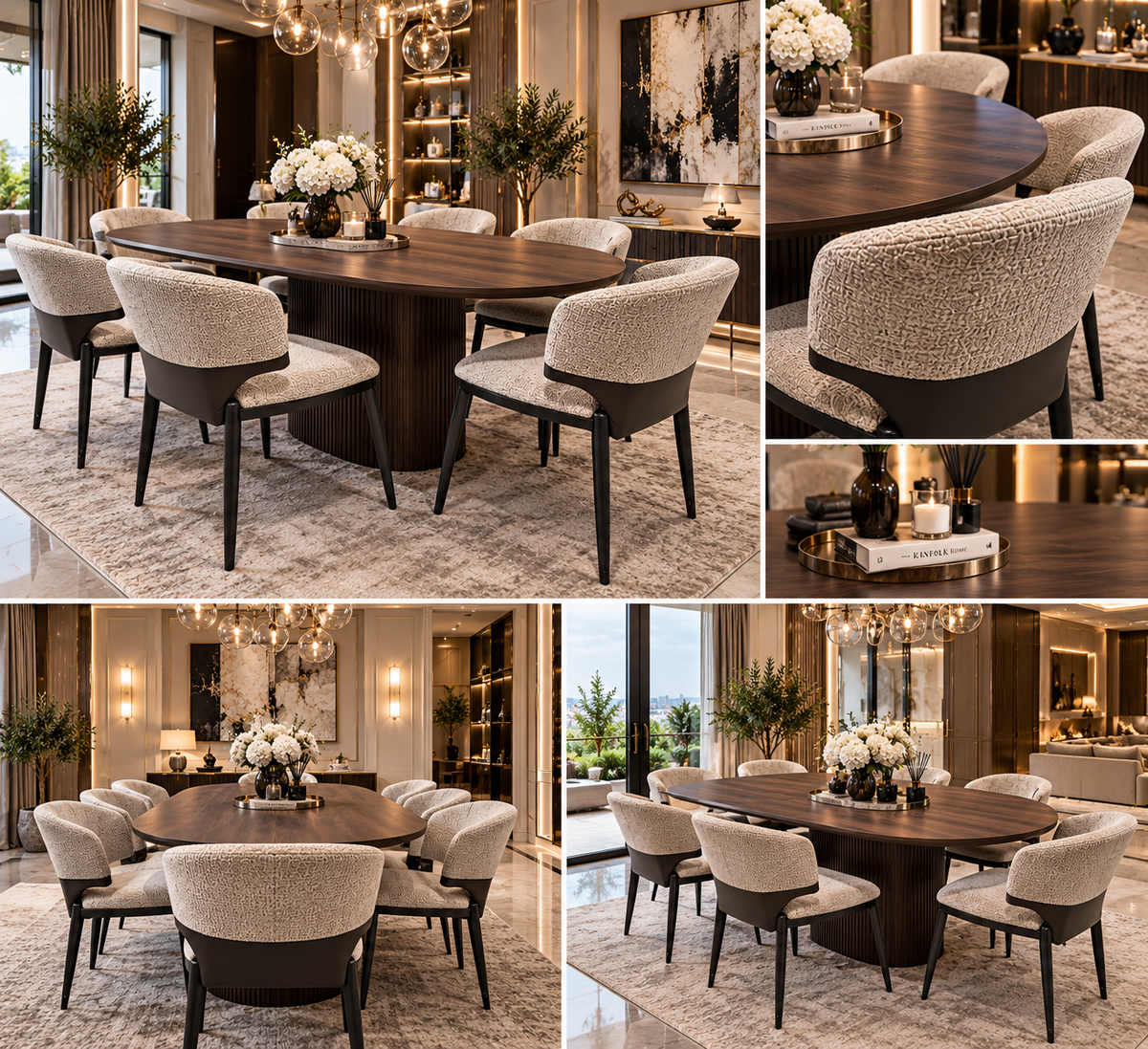 6 seater Oval wood dining set