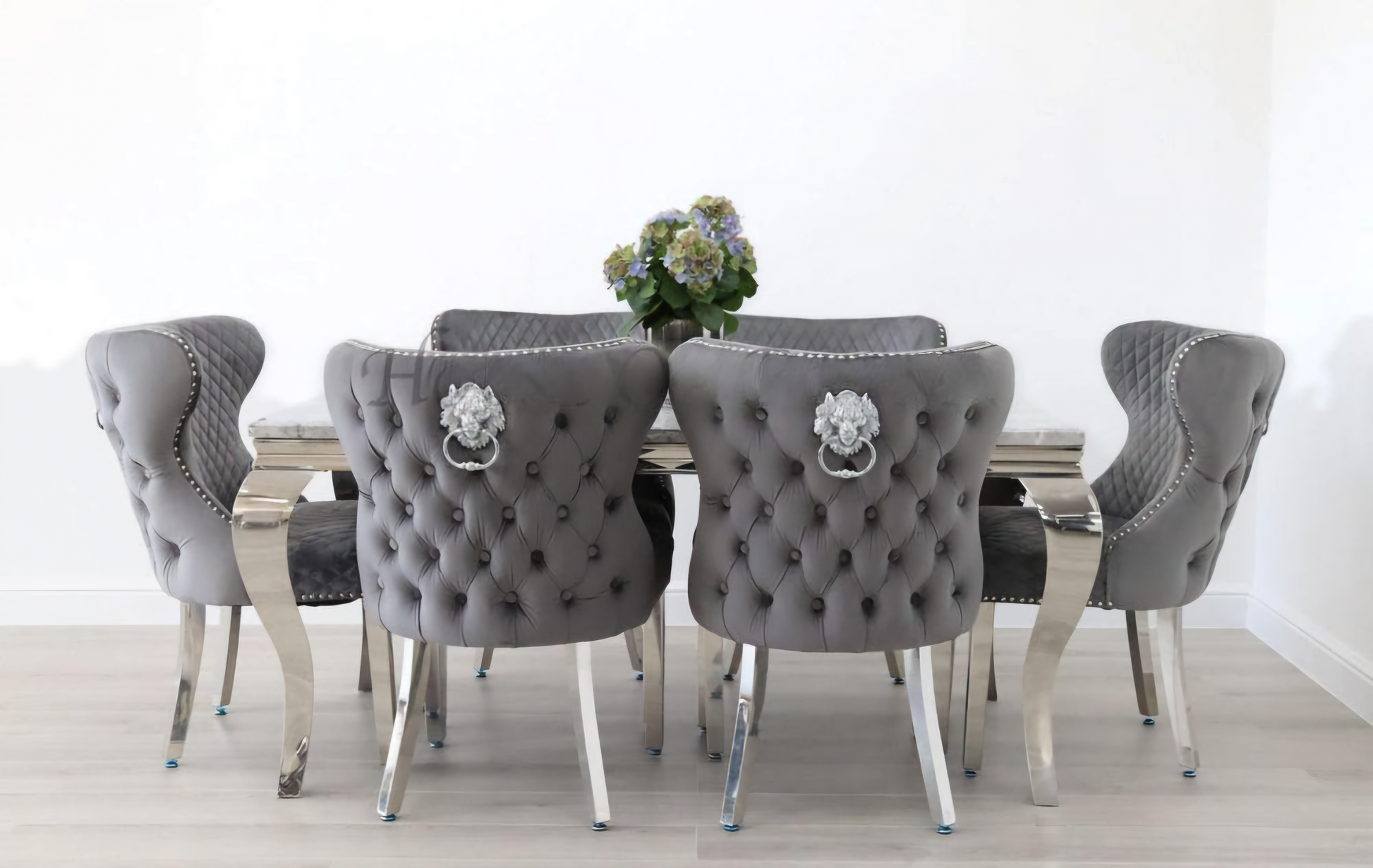 6 seater silver dining set