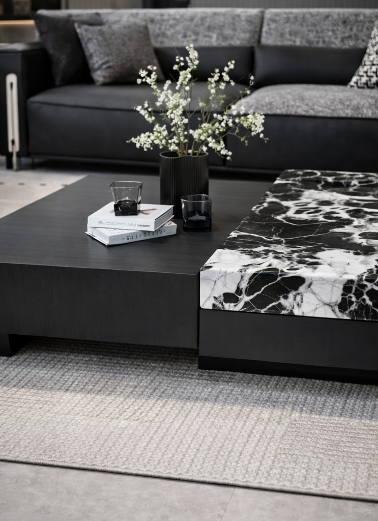 Black marble coffee table italian 