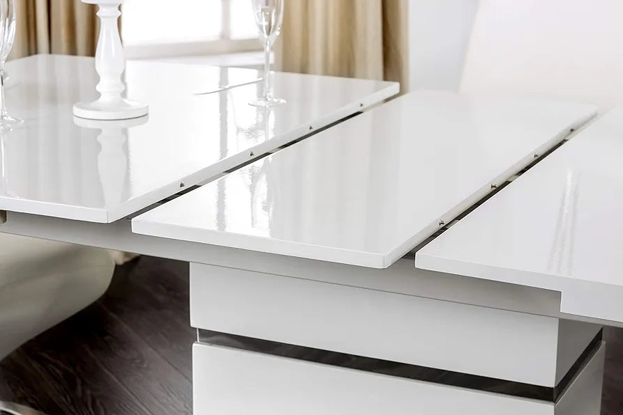 white and silver dining table extendable