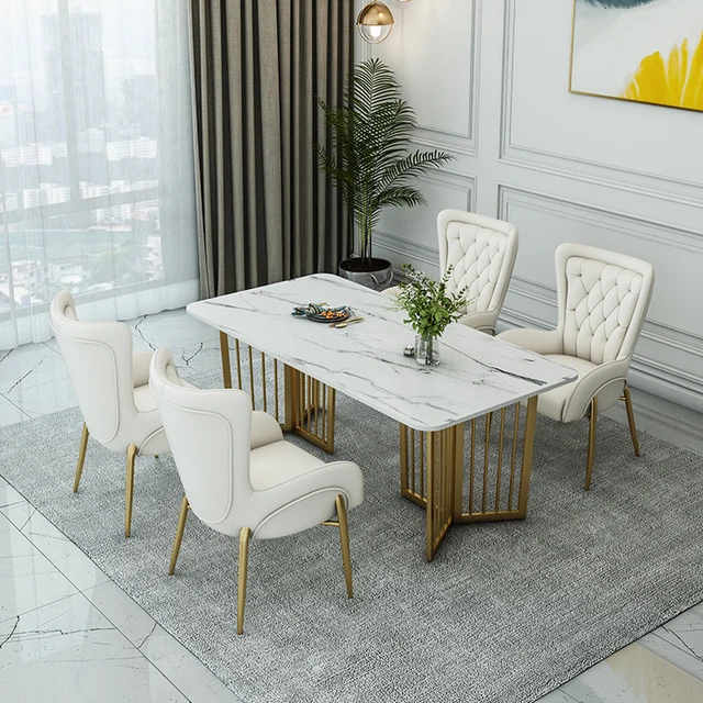 6 seater gold dining set