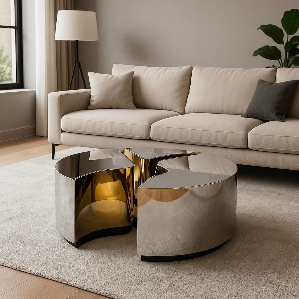 round silver and gold coffee table