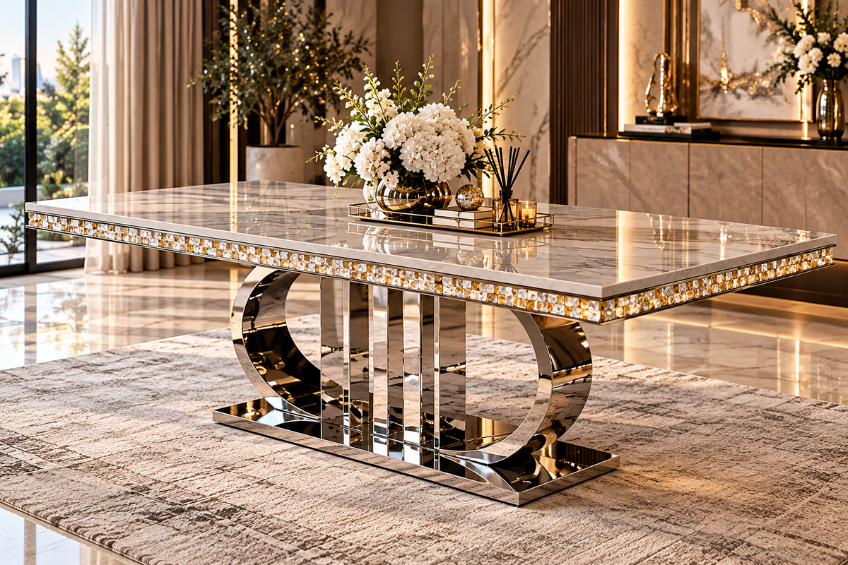 Silver marble Dior dining table 
