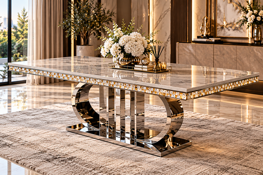 Silver marble Dior dining table 