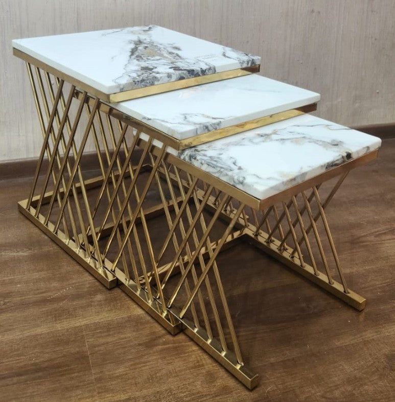 Gold marble nested side tables 