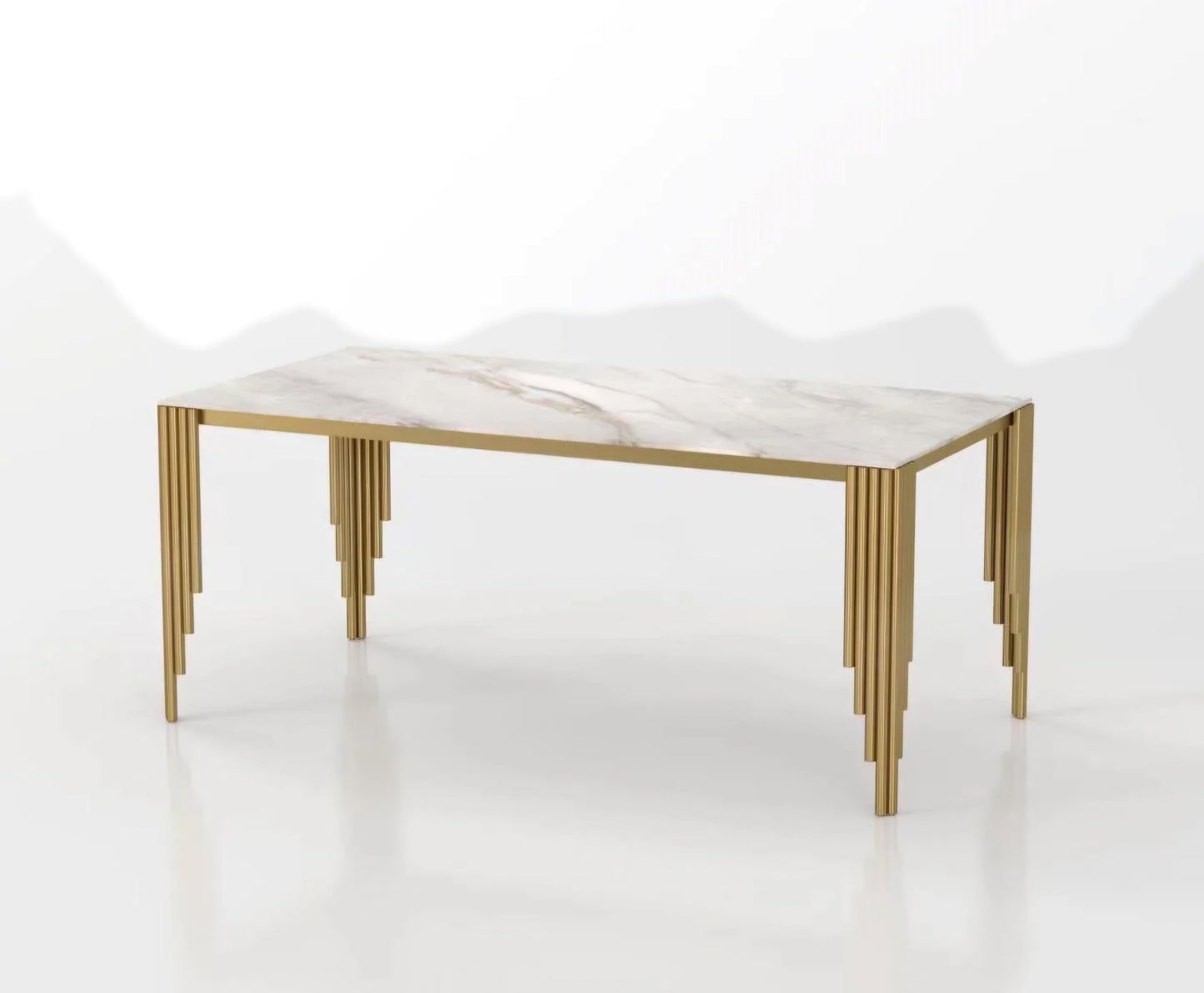 White and gold marble dining set